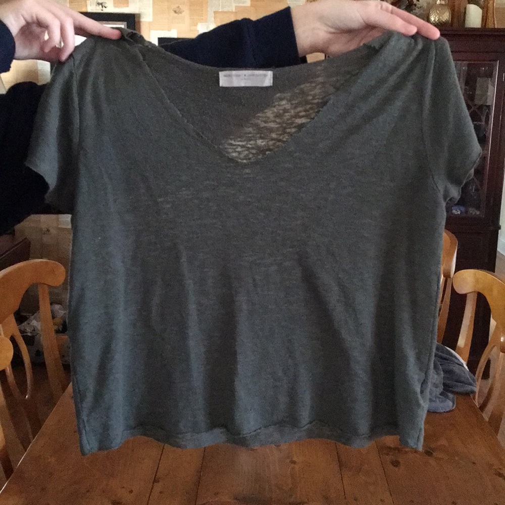 Urban Outfitters Forest Green V-Neck T-Shirt.